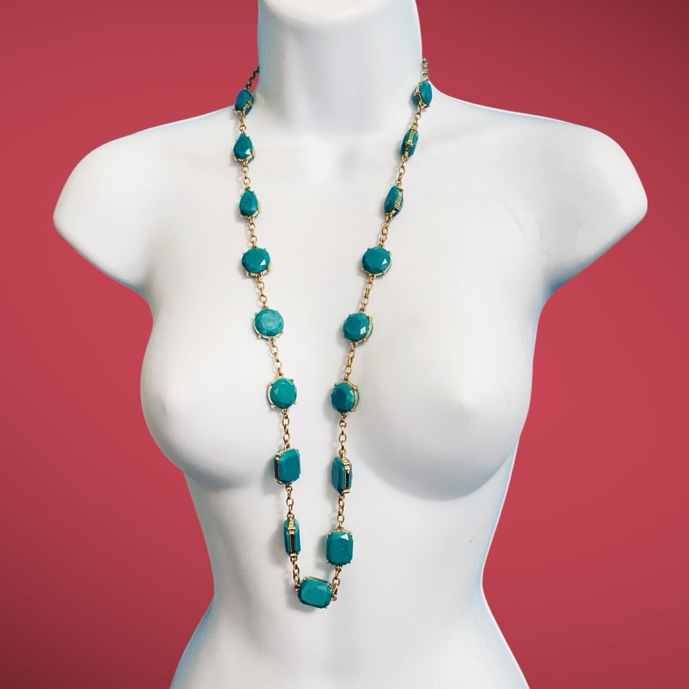 kate spade Swirl Around Necklace Blue Green Turquoise Goldtone Scatter